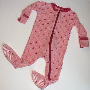 Kickee Pants Cherry Blossom Zippered Footie 3/6 mo